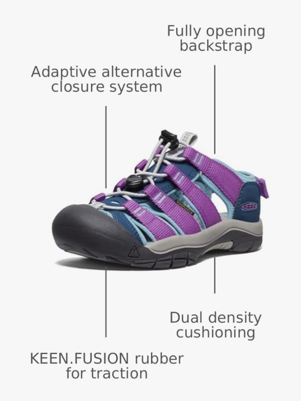 KEEN Toddler Newport Boundless Sandal in Purple/Blue, 9